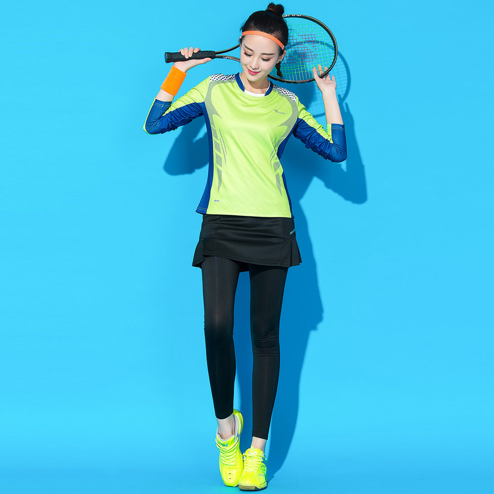 Beautiful modest cool badminton wear jersey suit for female with culottes