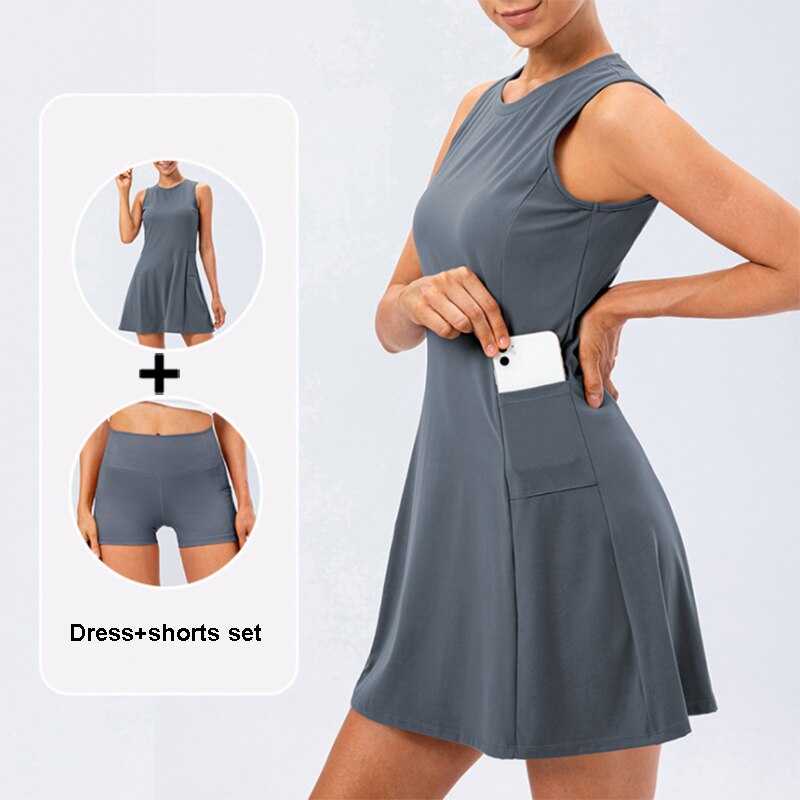 Quick Dry Fitness 2 Piece Dress Set