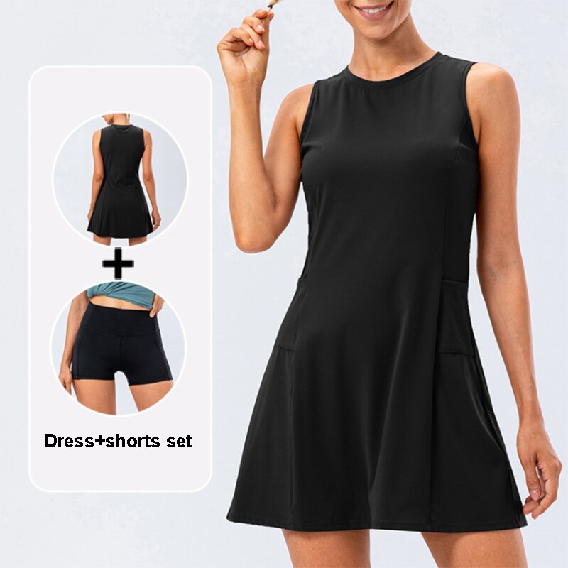 Quick Dry Fitness 2 Piece Dress Set