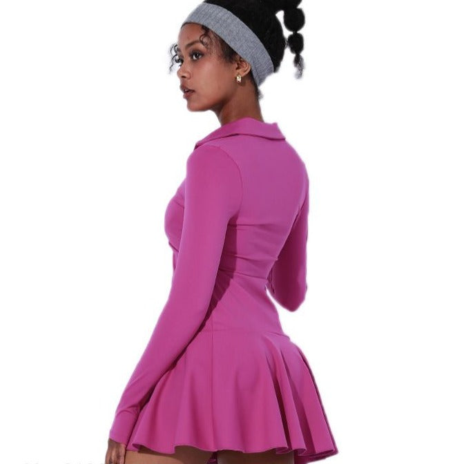 V-Neck Long Sleeve Sports Dress